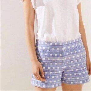 LOFT Blue White Embroidered Geo Pattern Cotton Shorty Shorts